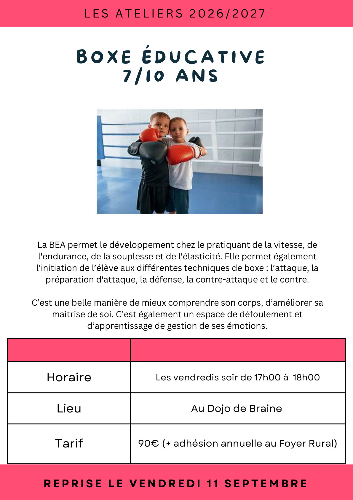 Boxe éducative 7/10 ans — Foyer Rural de Braine