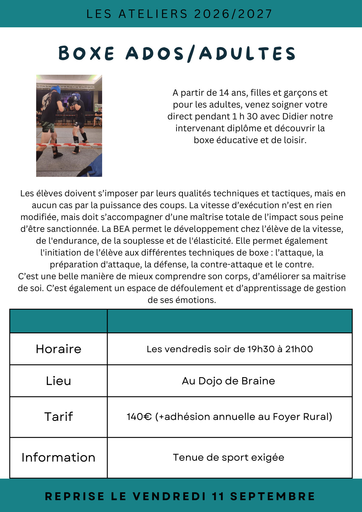 Boxe ados/adultes — Foyer Rural de Braine