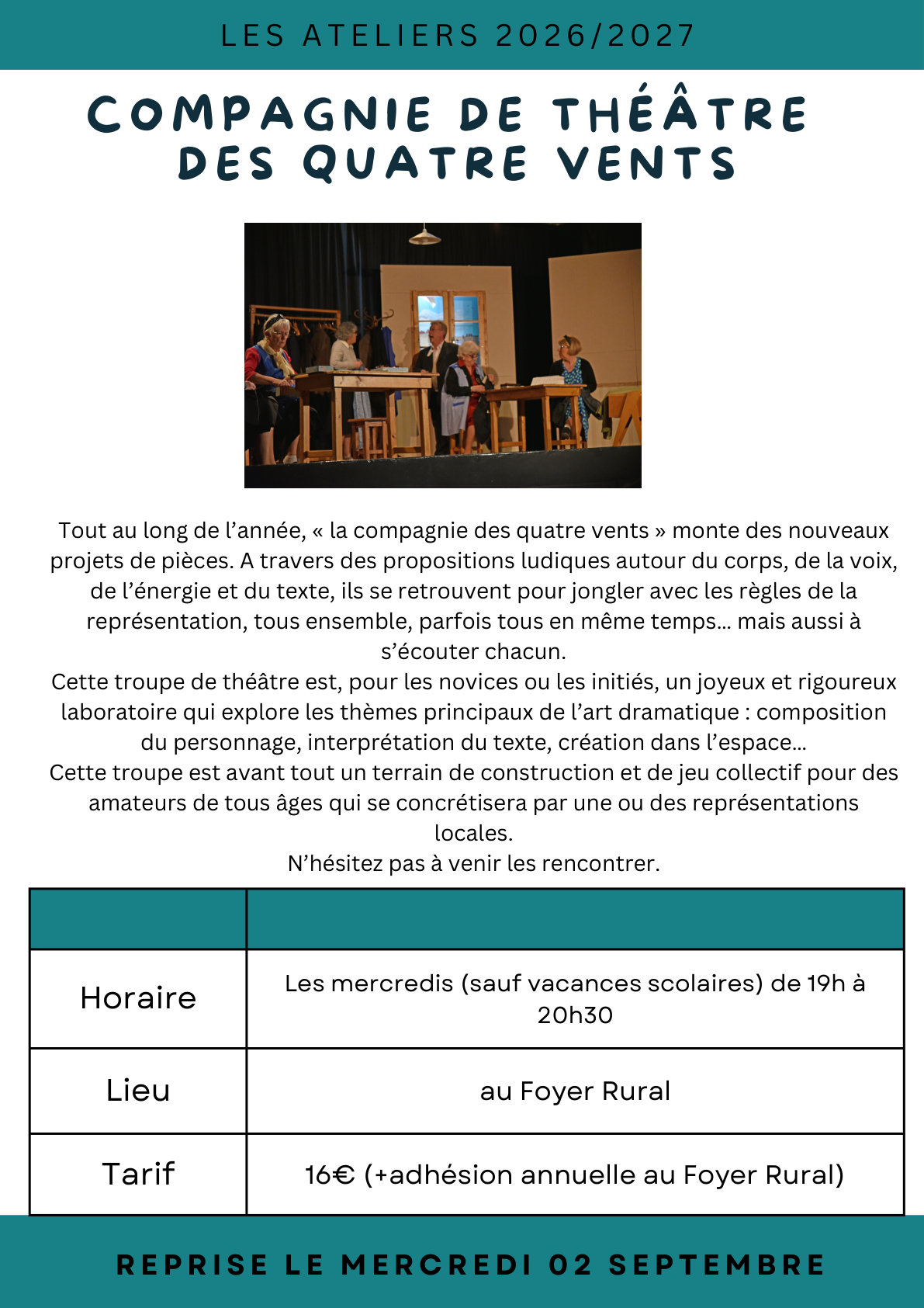 Compagnie de théâtre des Quatre Vents — Foyer Rural de Braine